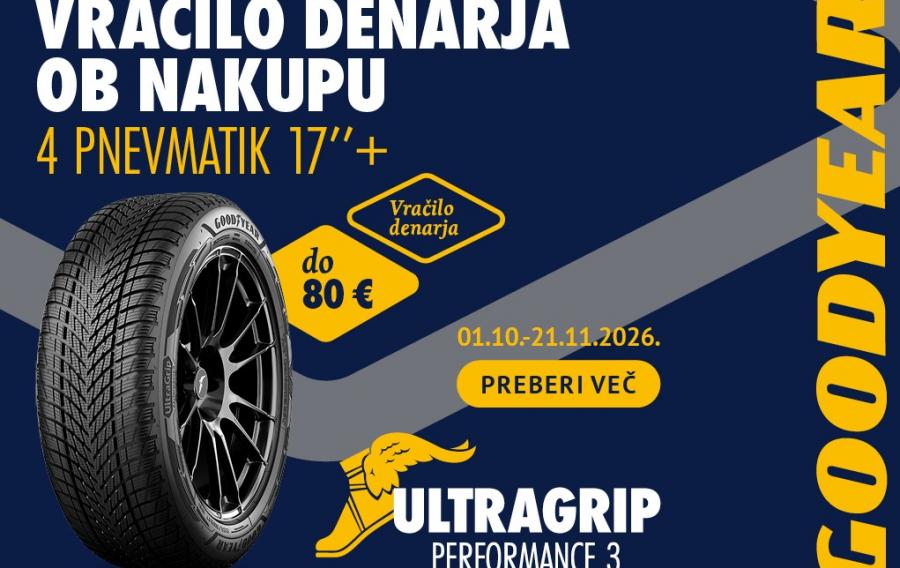 Goodyear nagrajuje! Do 80 € vračila denarja ob nakupu 4 pnevmatik 17"
