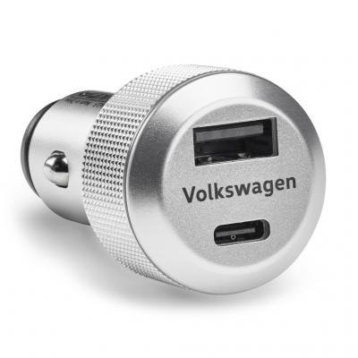Volkswagen polnilni adapter USB, 1x USB-A, 1x USB-C, max. 3A (USB-C), zaščiten (000051443F)